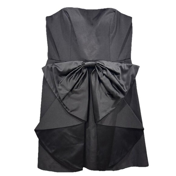 Women’s Aidan Mattox Women’s Black Strapless‎ Cocktail Dress with Bow Detail 10 - Picture 3 of 12